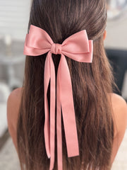 Classic Dusty Pink Girls Hair Bow - A Little Lacey