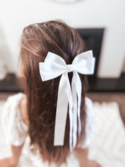 Classic White Girls Hair Bow - A Little Lacey