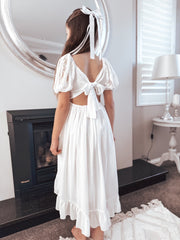 Classic White Girls Hair Bow - A Little Lacey