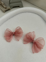 Dusty Pink Girls Pigtail Bows - A Little Lacey