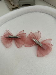 Dusty Pink Girls Pigtail Bows - A Little Lacey