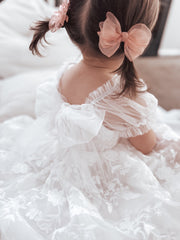 Dusty Pink Girls Pigtail Bows - A Little Lacey