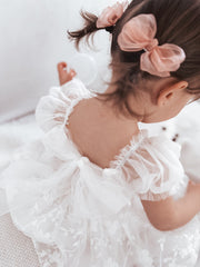 Dusty Pink Girls Pigtail Bows - A Little Lacey
