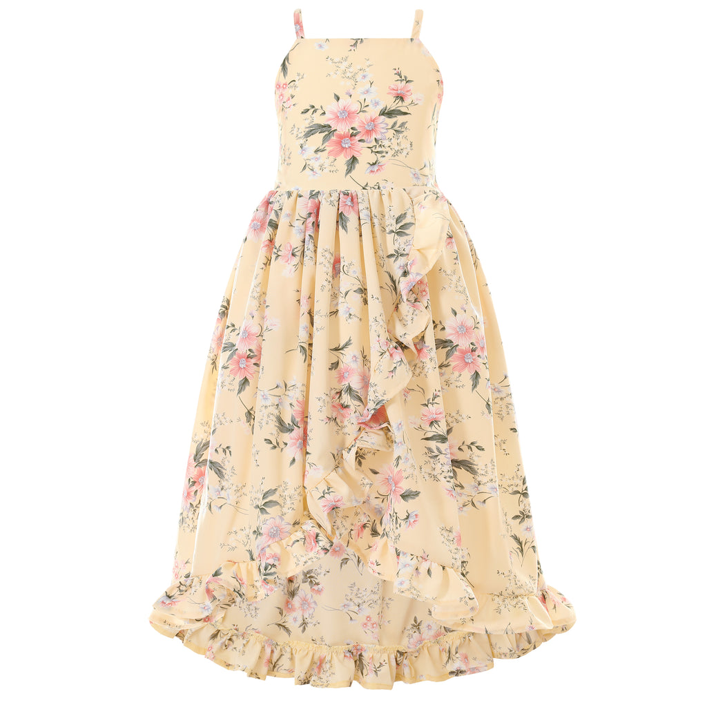 Quinn Floral Midi Dress - Yellow - Girls Floral Dresses