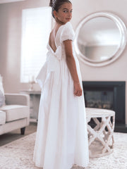 Valentina Girls Full Length White Dress - A Little Lacey