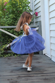 Frankie Girls Tutu Dress - Blue Rose - A Little Lacey