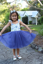Frankie Girls Tutu Dress - Blue Rose - A Little Lacey