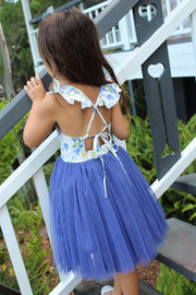 Frankie Girls Tutu Dress - Blue Rose - A Little Lacey