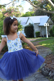 Frankie Girls Tutu Dress - Blue Rose - A Little Lacey