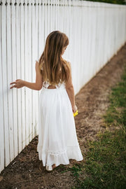 Gabriella French Chiffon White Girls Dress - A Little Lacey