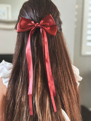 Classic Chestnut Girls Hair Bow - A Little Lacey