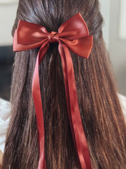 Classic Chestnut Girls Hair Bow - A Little Lacey