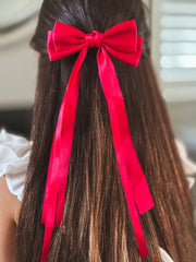 Classic Red Girls Hair Bow - A Little Lacey