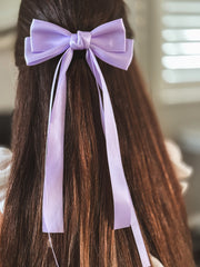 Classic Lilac Girls Hair Bow - A Little Lacey