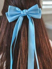 Classic Blue Girls Hair Bow - A Little Lacey