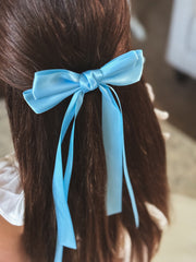 Classic Blue Girls Hair Bow - A Little Lacey