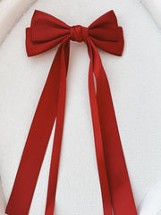 Classic Deep Red Girls Hair Bow - A Little Lacey