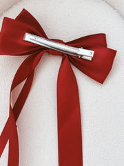 Classic Deep Red Girls Hair Bow - A Little Lacey