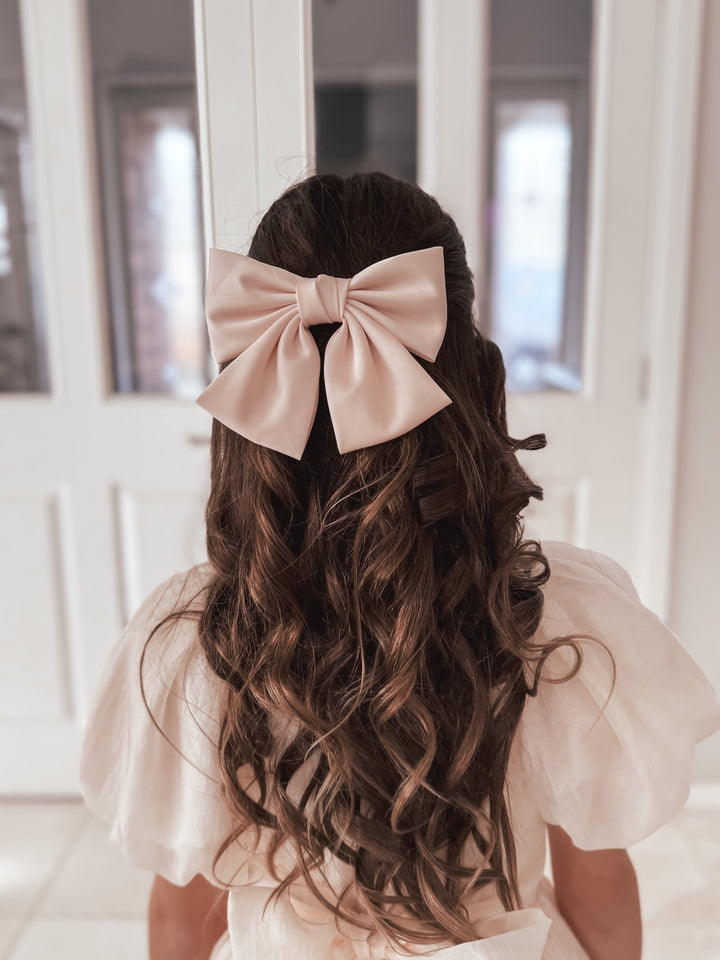 Girls Pink Satin Bow