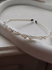 Isabella Silver Pearl Headband - A Little Lacey