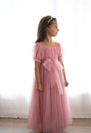 Jessica Puff Sleeve Dusty Rose Dress - A Little Lacey