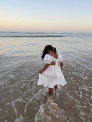 Lily White Puff Sleeve Girls Dress - A Little Lacey