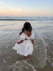 Lily White Puff Sleeve Girls Dress - A Little Lacey