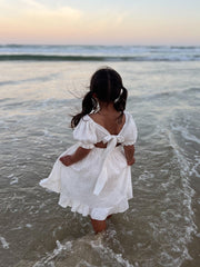 Lily White Puff Sleeve Girls Dress - A Little Lacey