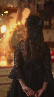 Melody Long Sleeve Girls Black Dress - A Little Lacey