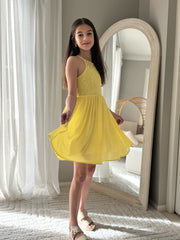 Norah Yellow Girls Dress - A Little Lacey