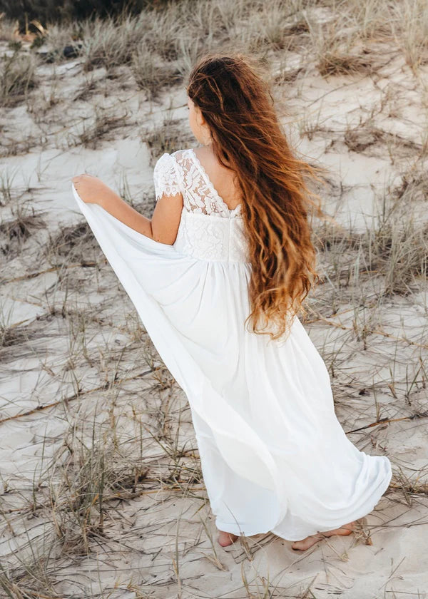 Sasha Girls White Chiffon Dress