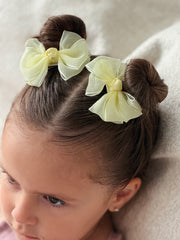 Lemon Girls Pigtail Bows - A Little Lacey
