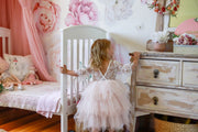 Aurora Grace Dress With Sleeves - White & Peach - A Little Lacey
