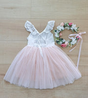Zara White and Peach Girls Lace Dress - A Little Lacey