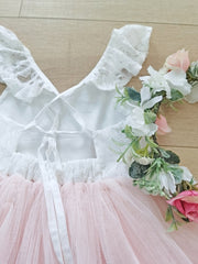 Zara White and Peach Girls Lace Dress - A Little Lacey