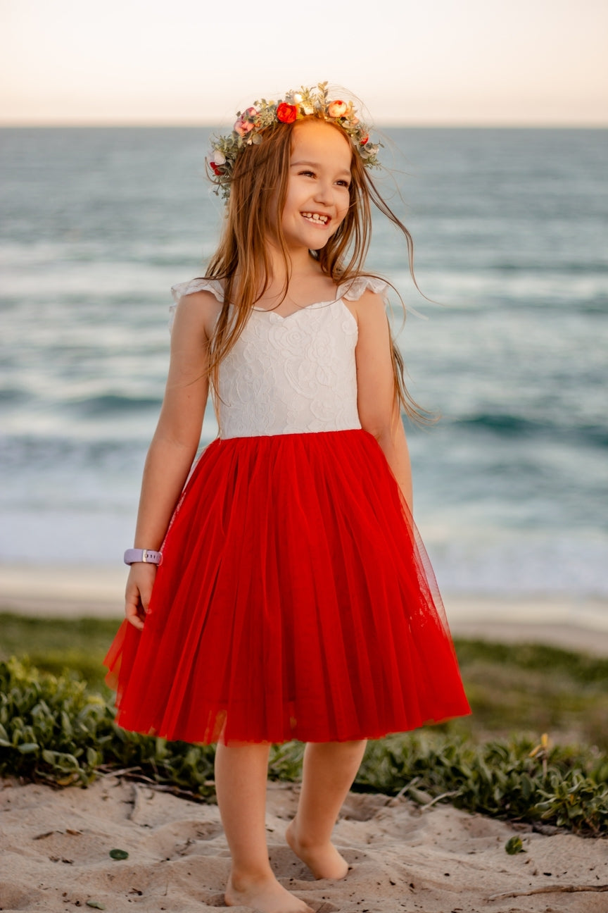 Zara Girls Red Lace Dress - Christmas Dresses and Rompers