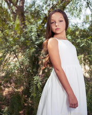 Sofia French Chiffon White Girls Dress - A Little Lacey
