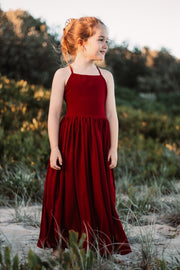 Sofia French Chiffon Burgundy Girls Dress - A Little Lacey