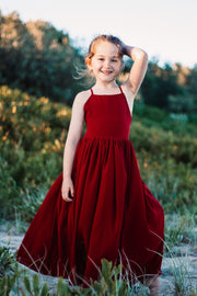 Sofia French Chiffon Burgundy Girls Dress - A Little Lacey