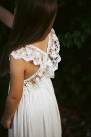 Gabriella French Chiffon White Girls Dress - A Little Lacey
