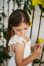 Gabriella French Chiffon White Girls Dress - A Little Lacey