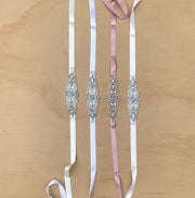 Girls Diamante Sash Belt - Ivory - A Little Lacey