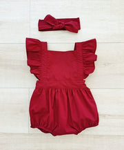 Faith Girls Ruby Red Christmas Romper - Size 1 - A Little Lacey