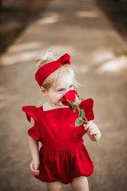 Faith Girls Ruby Red Christmas Romper - Size 1 - A Little Lacey