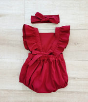 Faith Girls Ruby Red Christmas Romper - Size 1 - A Little Lacey