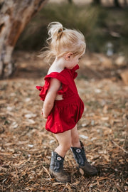 Faith Girls Ruby Red Christmas Romper - Size 1 - A Little Lacey