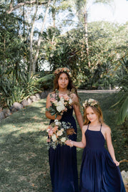 Sofia French Chiffon Navy Blue Girls Dress - A Little Lacey