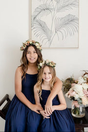 Sofia French Chiffon Navy Blue Girls Dress - A Little Lacey