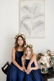 Sofia French Chiffon Navy Blue Girls Dress - A Little Lacey
