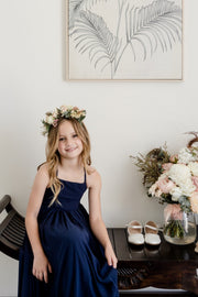 Sofia French Chiffon Navy Blue Girls Dress - A Little Lacey